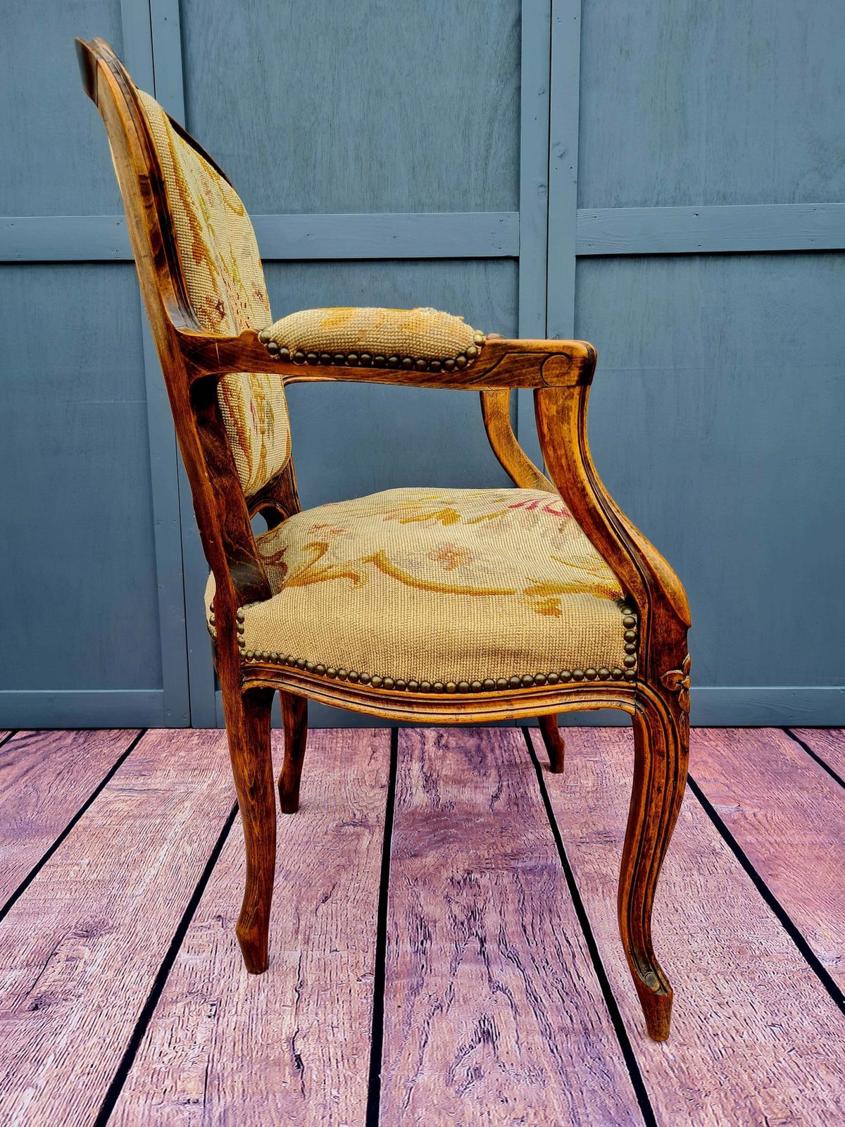 19th Century French Louis XV Style Tapestry Armchair photo Furniture