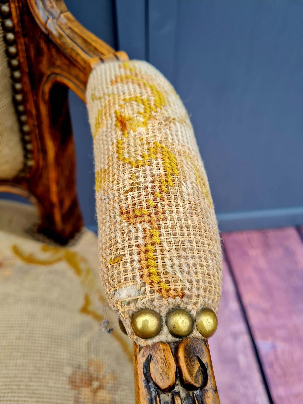 photo for sale 19th Century French Louis XV Style Tapestry Armchair