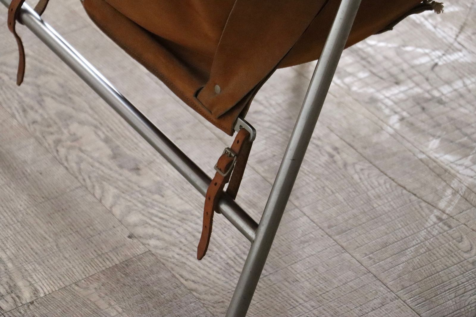 Erik Ole Jørgensen For Bovirke Easy Chair In Cognac Suede And Metal, Denmark, 1953 photo 2650.0