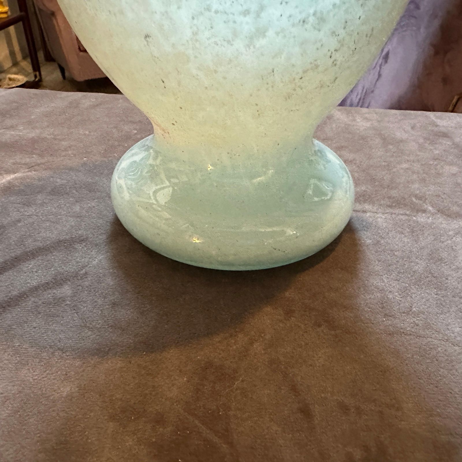 1970s Modernist Turquoise And White Scavo Murano Glass Vase By Seguso photo for sale