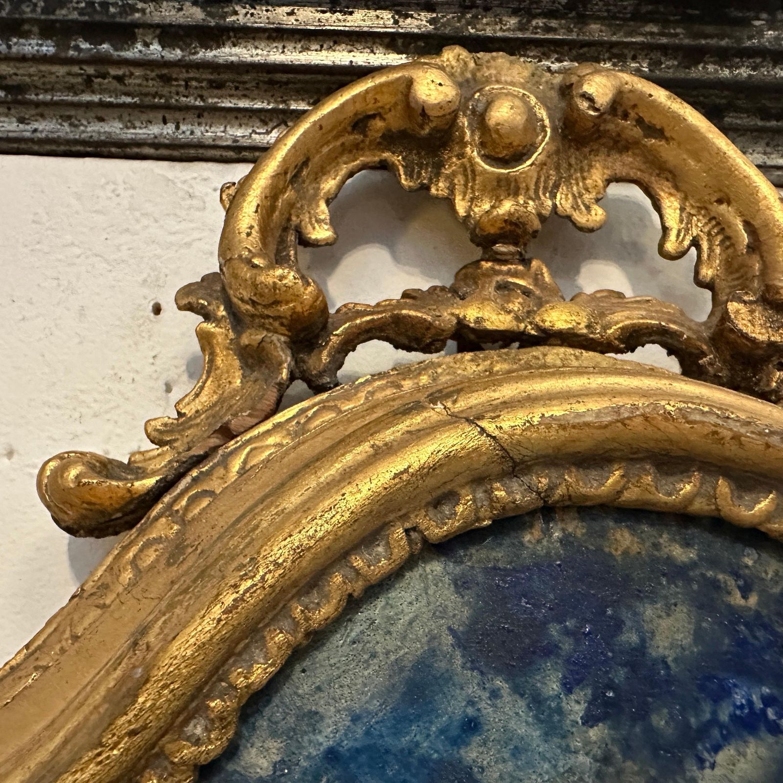 photo for sale A Baroque Style Gilded Wood Box Frame Displaying A White Porcelain Christ