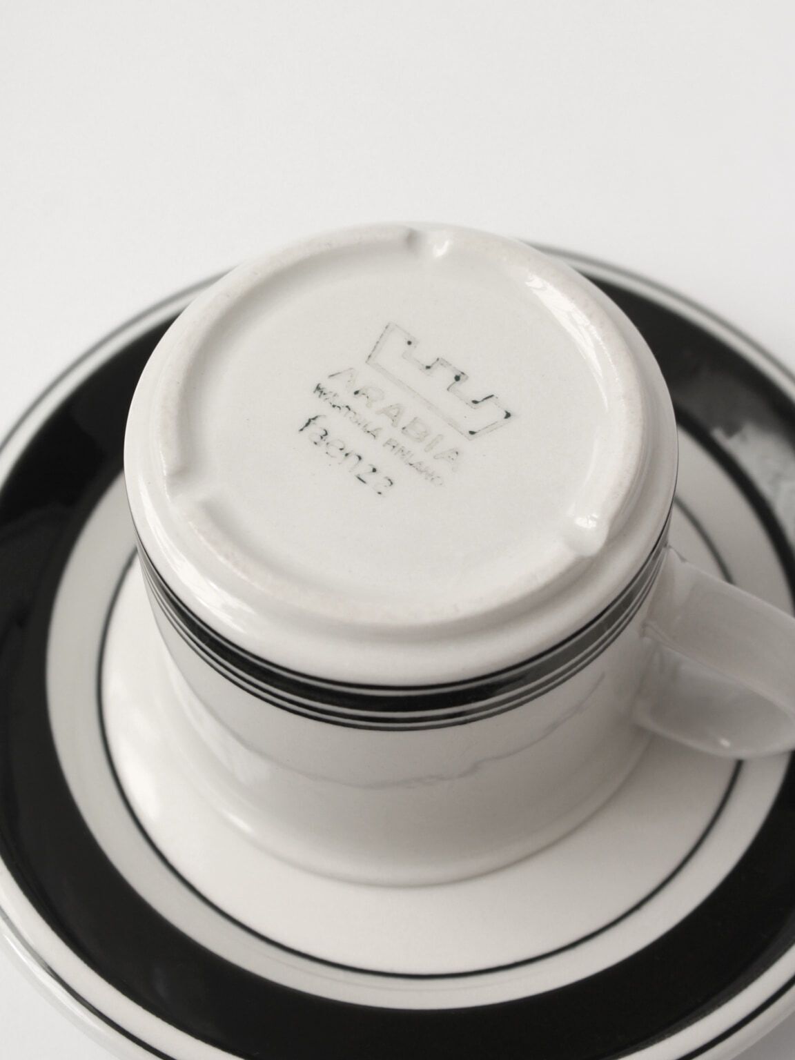 Arabia Peter Winquist Black Striped Coffee Cup And Saucer Set photo Home Decor