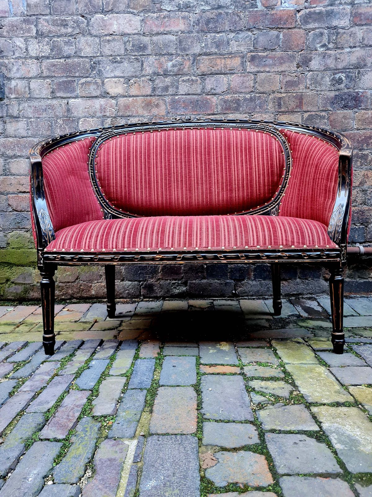 19th Century Ebonised Aesthetic Movement 2 Seater Sofa   Window Seat photo furniture