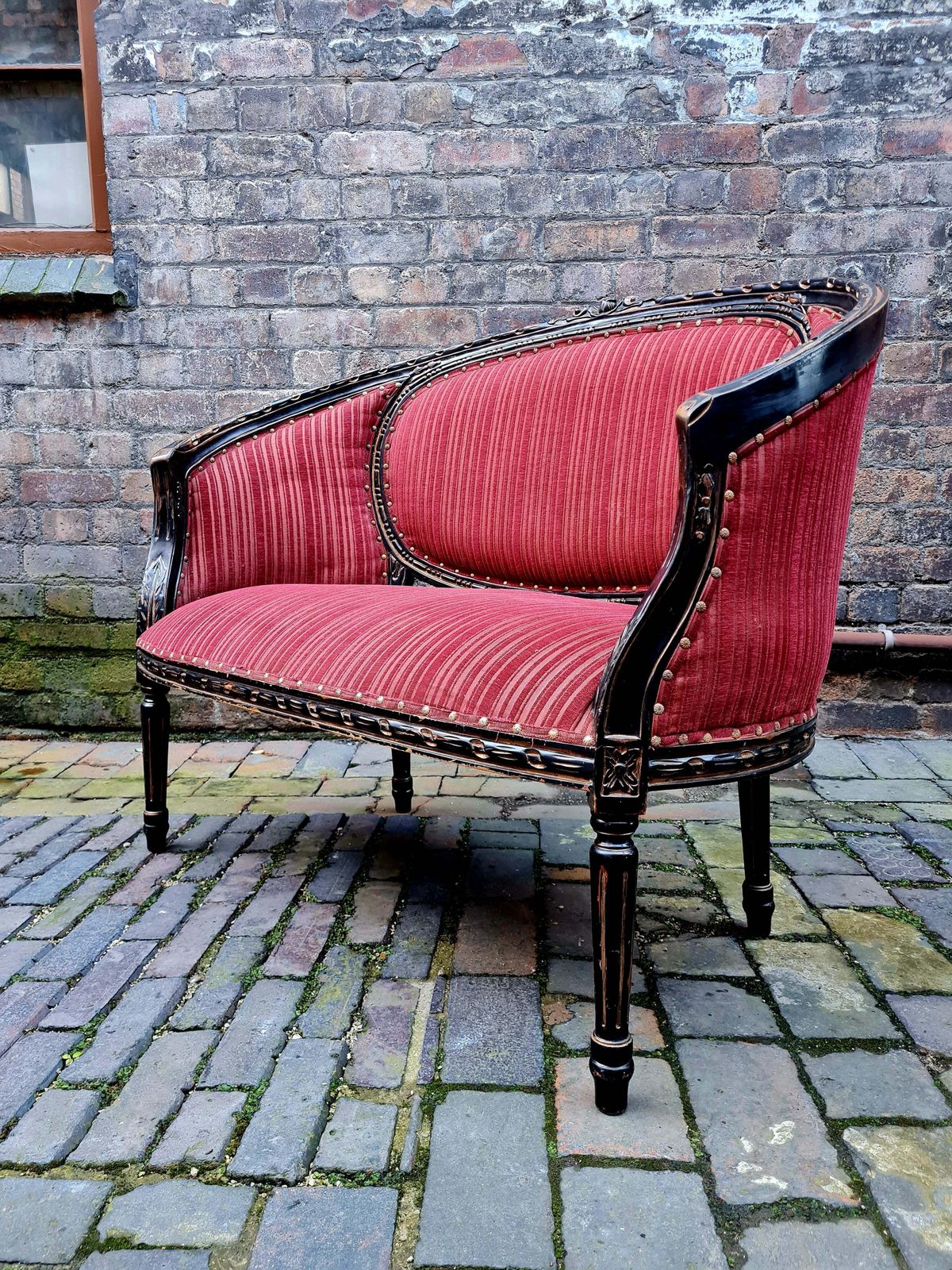 19th Century Ebonised Aesthetic Movement 2 Seater Sofa   Window Seat photo for sale