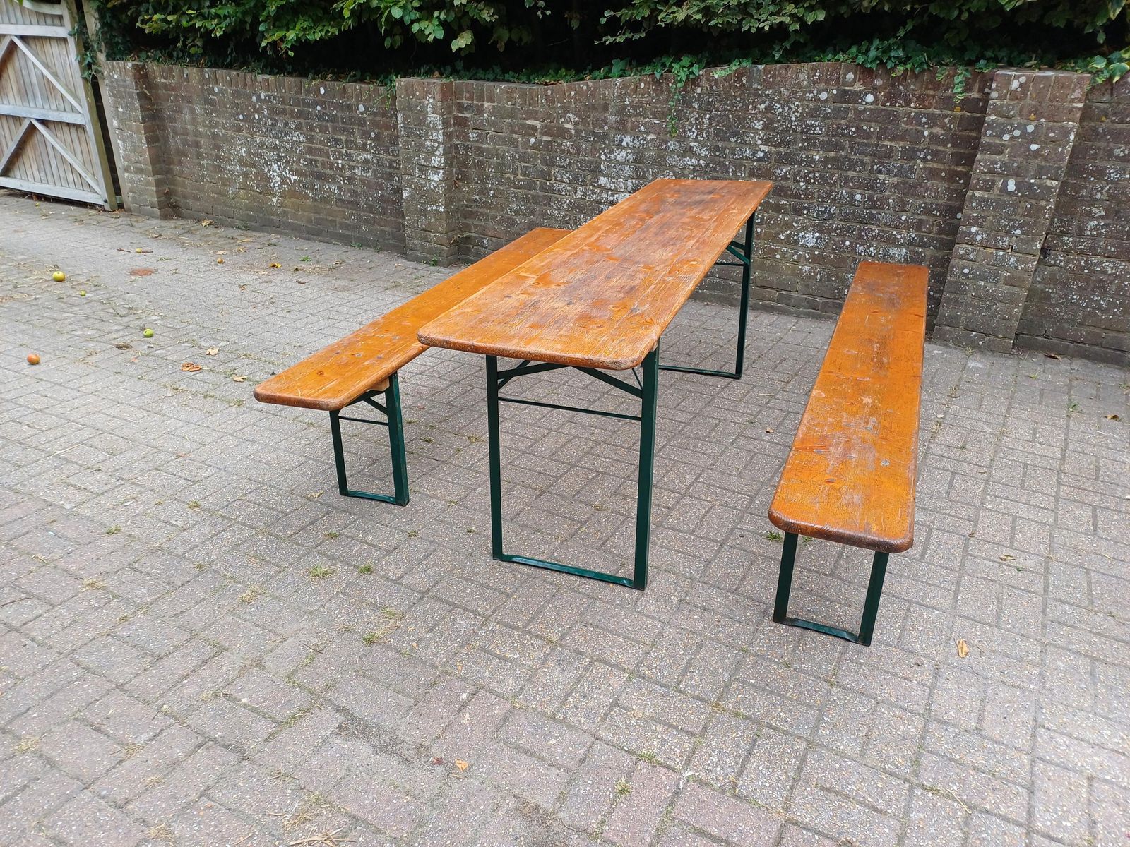 Upcycled Original Ruku Paulaner Gruppe 2005 Beer Garden Table & Benches Set Vintage Oktoberfest Folding German Biergarten