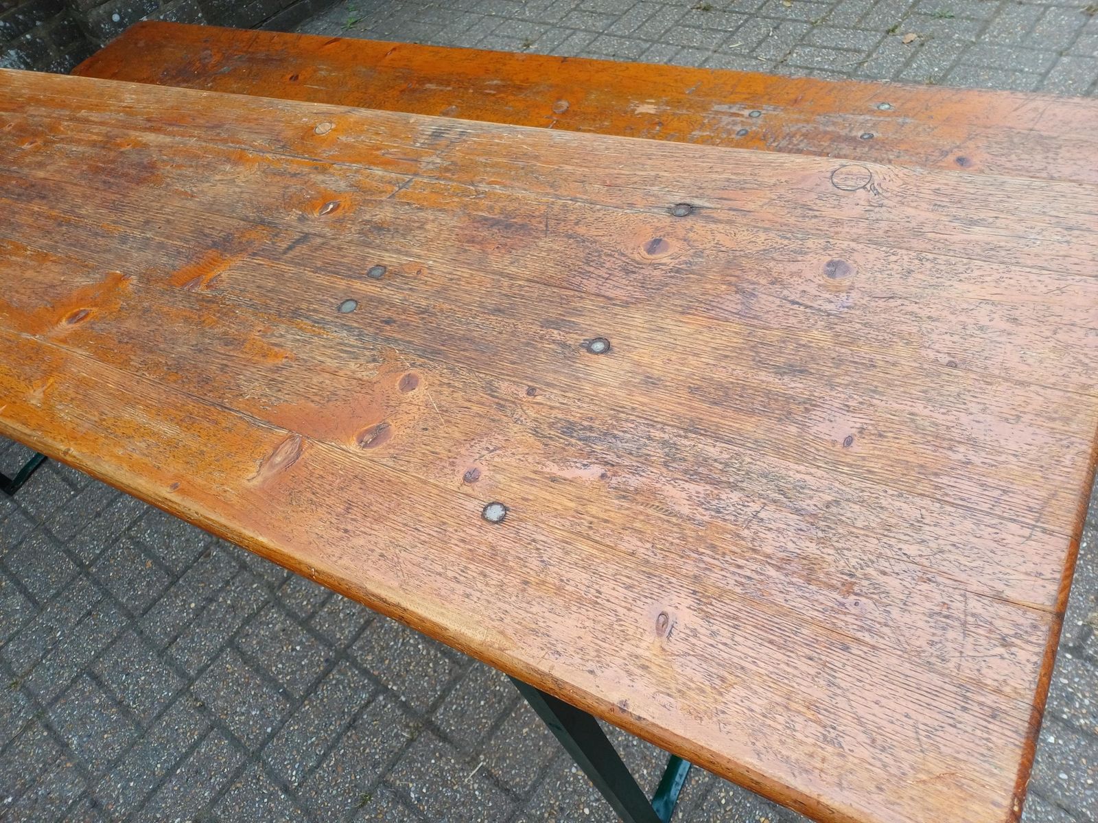 Upcycled Original Ruku Paulaner Gruppe 2005 Beer Garden Table & Benches Set Vintage Oktoberfest Folding German Biergarten photo buy