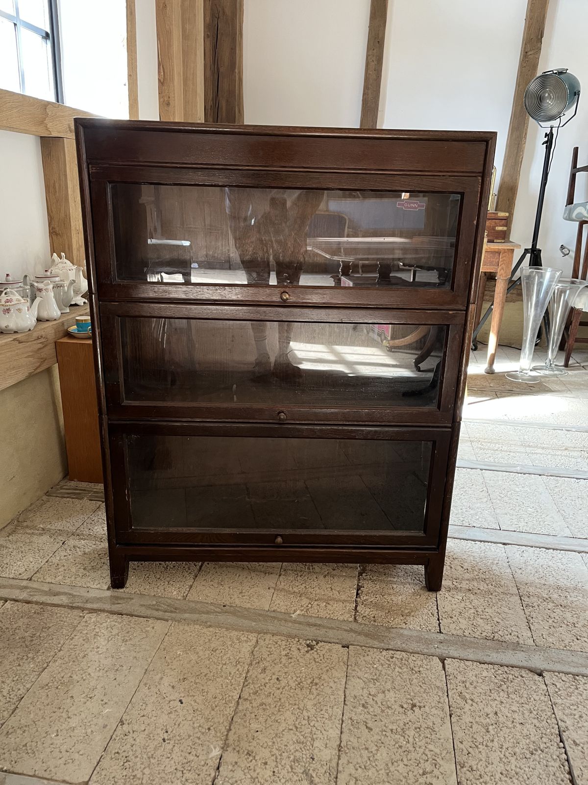 Antique American Oak Gunn Modular Barrister Bookcase With Glass Doors photo buy