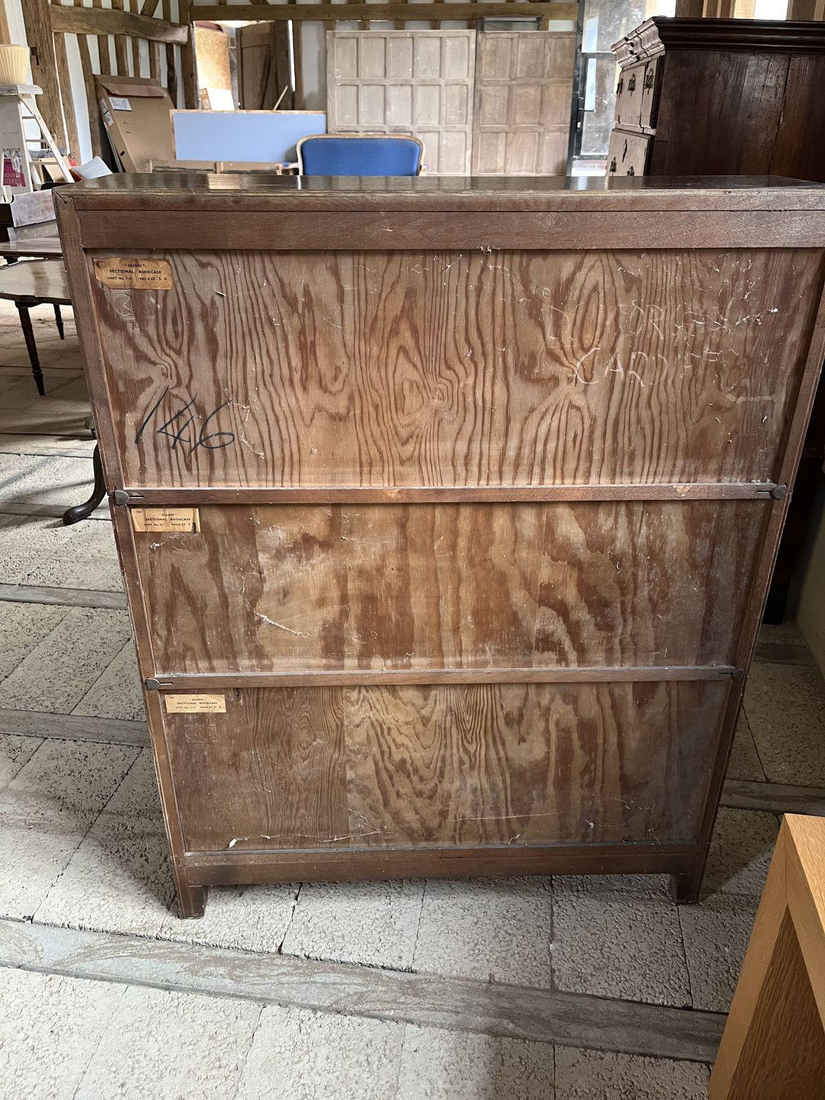 photo furniture Antique American Oak Gunn Modular Barrister Bookcase With Glass Doors