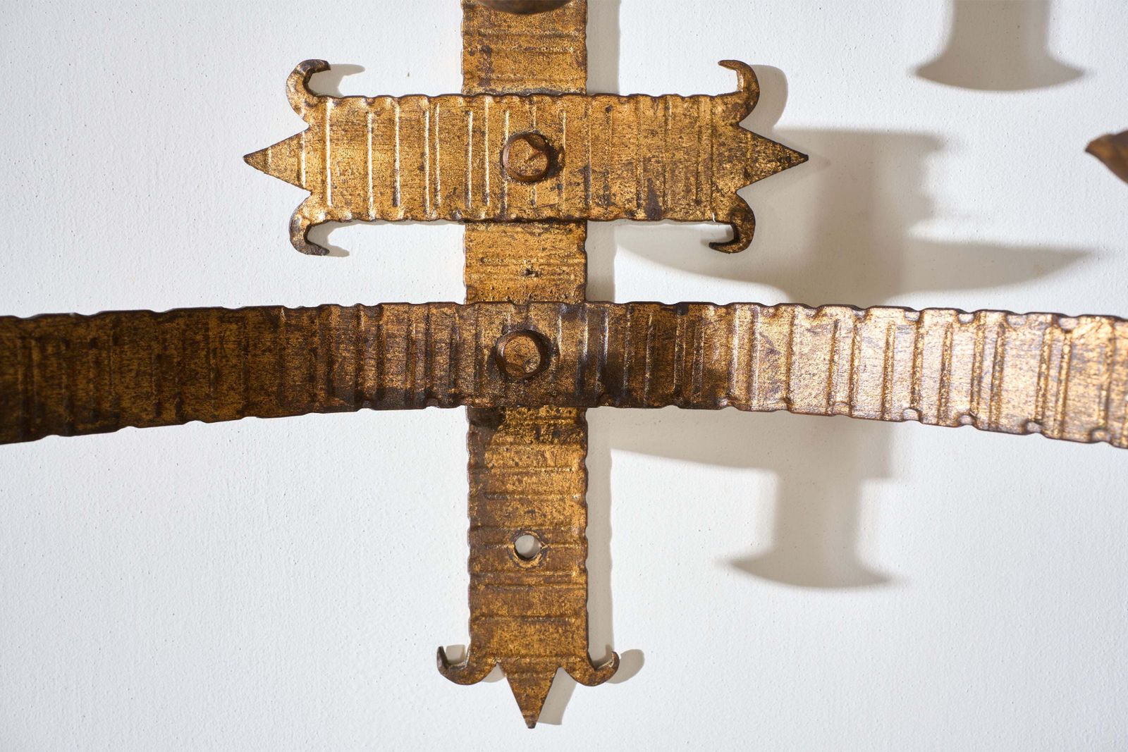 photo furniture Trio Of Mid Century Spanish Gilt Metal Wall Lights