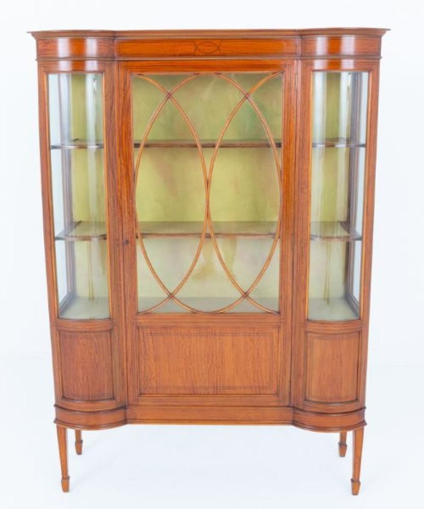 Sheraton Display Cabinet Satinwood Revival Bookcase 1880