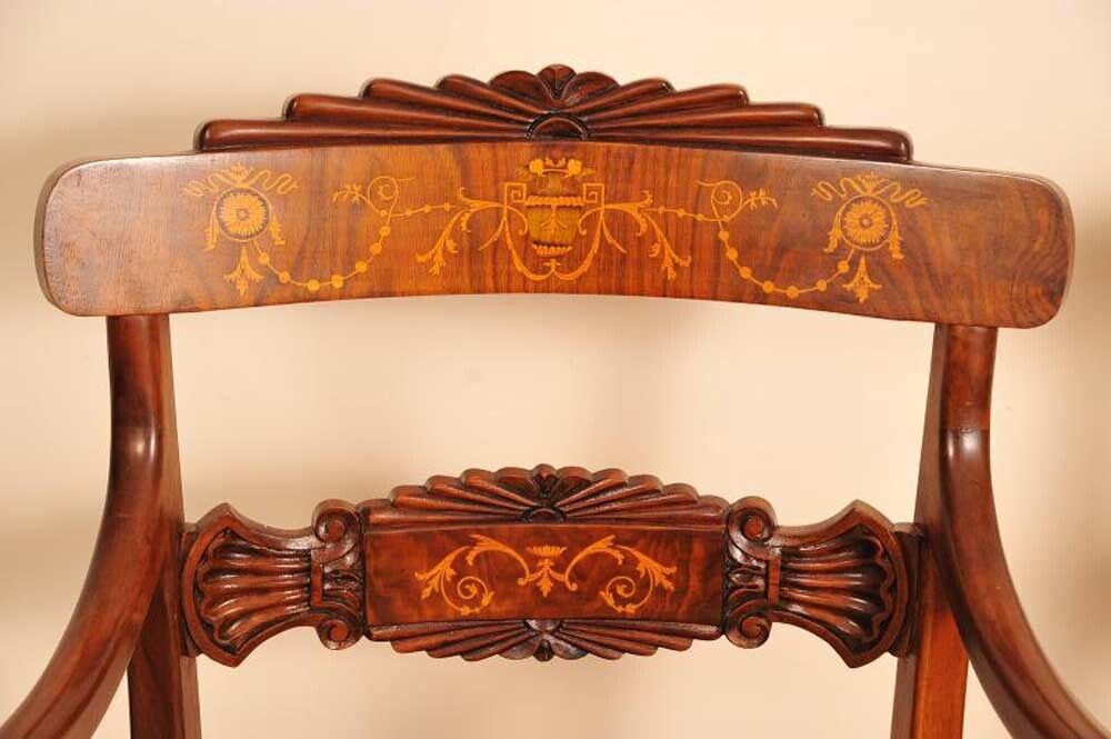 Set Regency Dining Chairs   10 Walnut Inlay Chair English photo vinterior