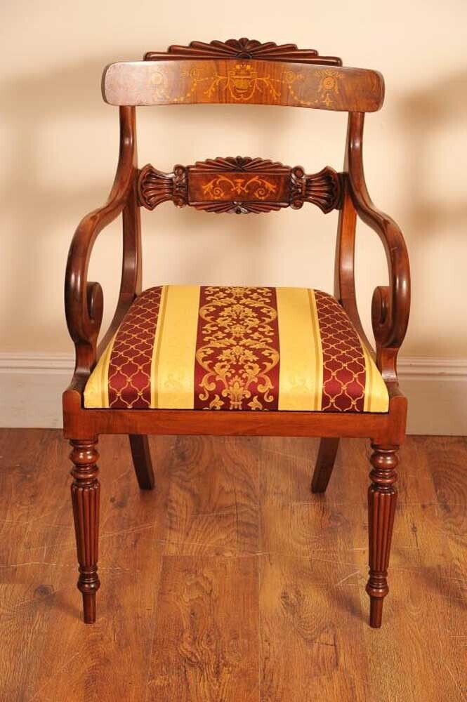 photo vinterior Set Regency Dining Chairs   10 Walnut Inlay Chair English