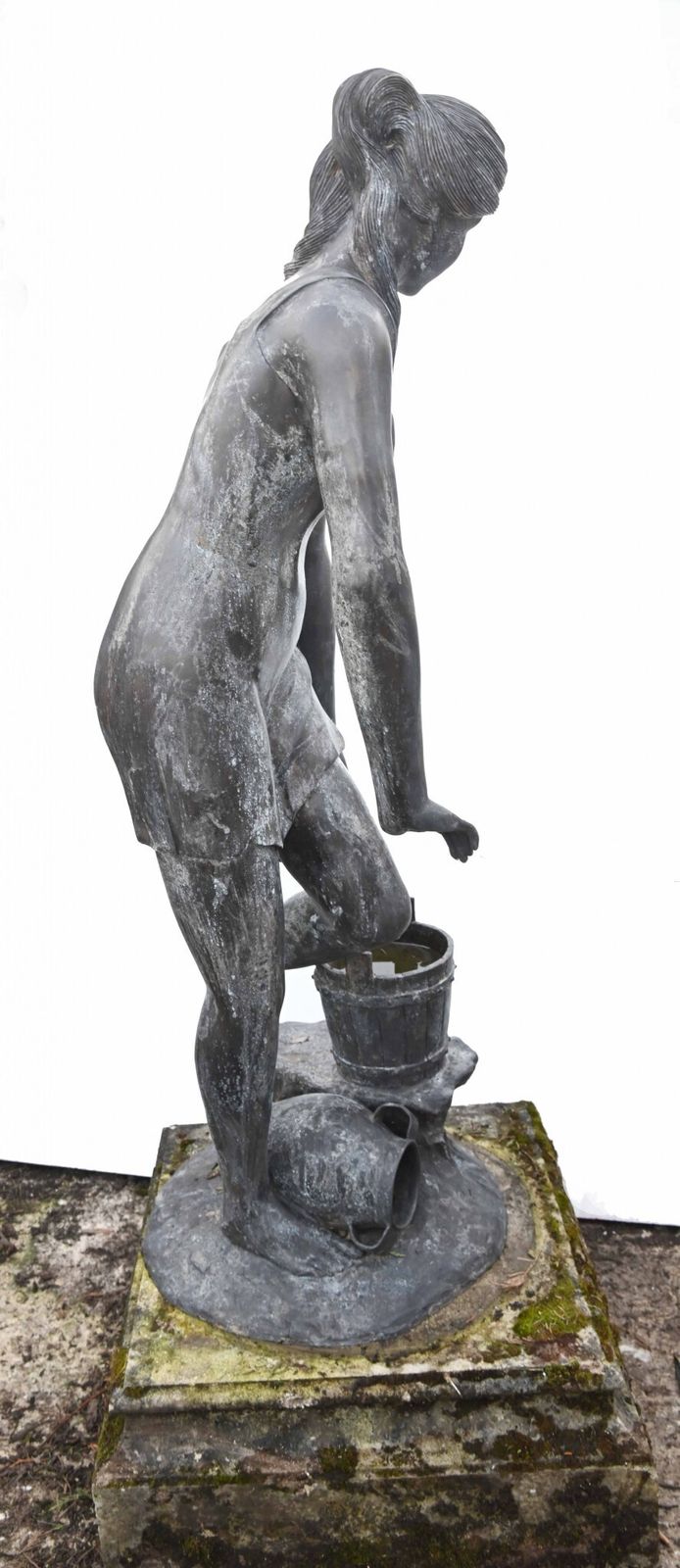 photo for sale Classical Italian Bronze Water Maiden Statue Bucket Girl