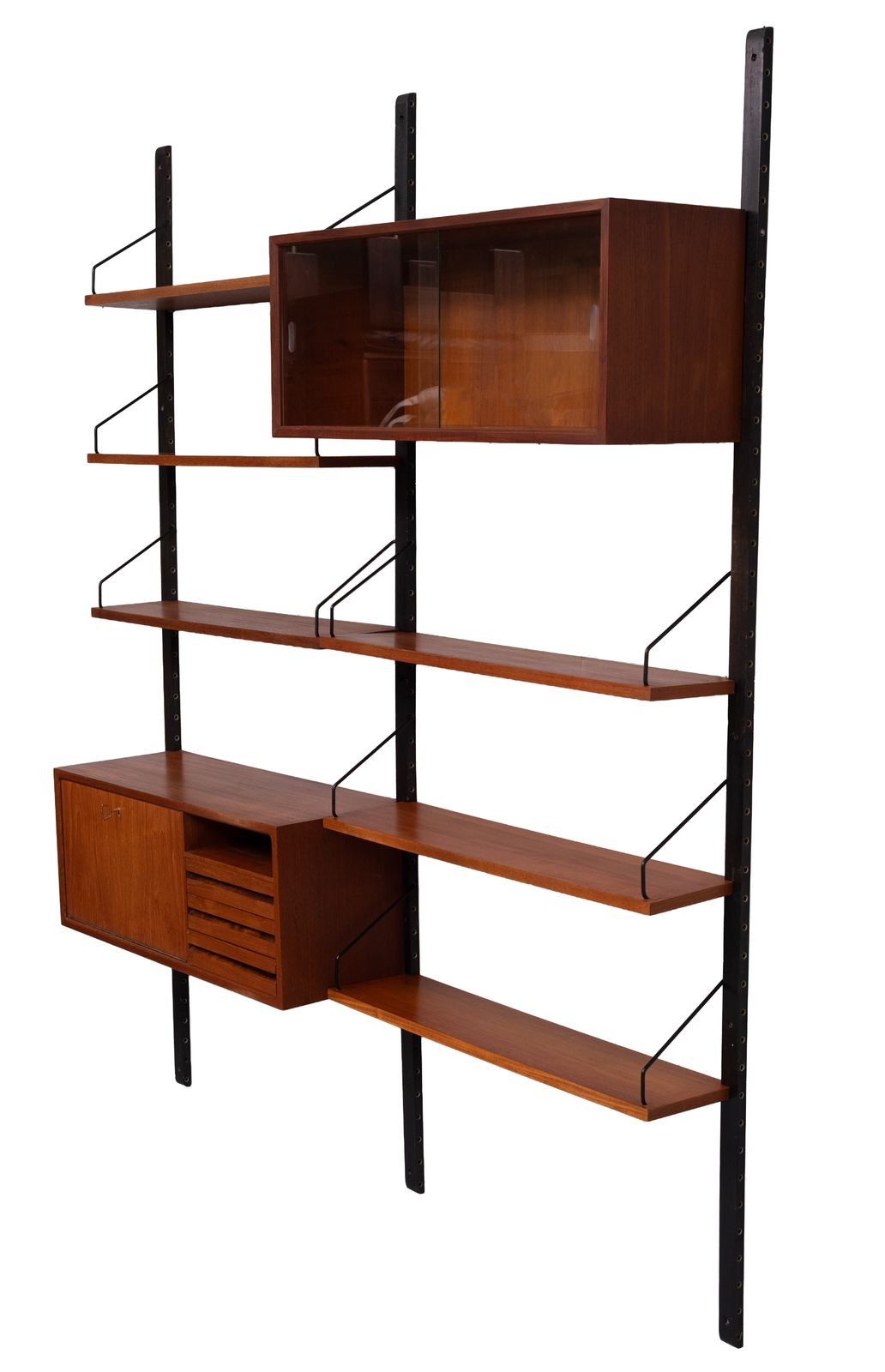 photo for sale Poul Cadovius Royal Wall System 2 Cabinets 6 Shelves 1960s