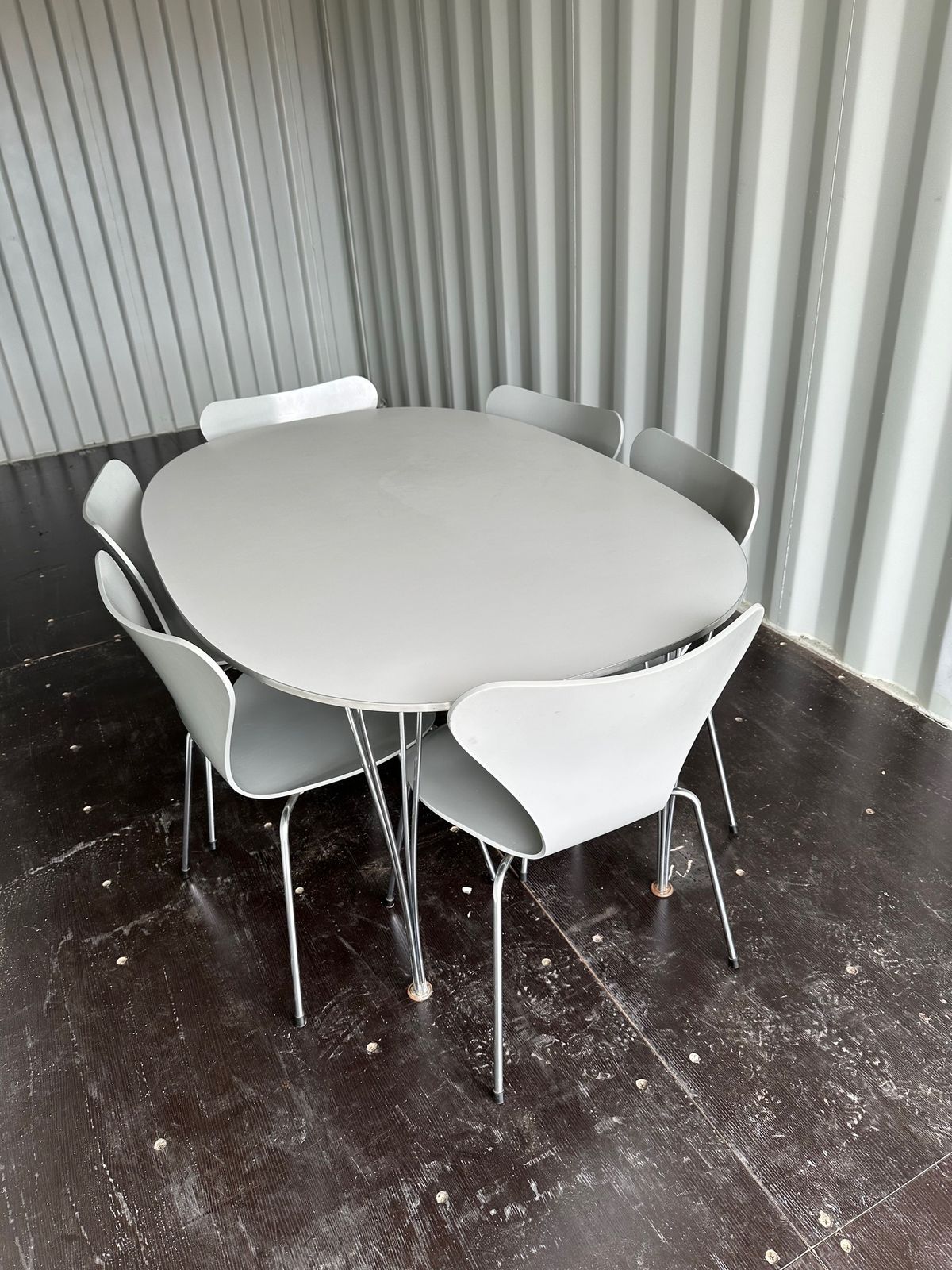Bruno Mathsson Piet Hein  Super Elliptical Dining Table For Fritz Hansen  And Set Of Six Series Seven Chairs Model 3107 By Arne Jacobsen For Fritz Hansen photo buy