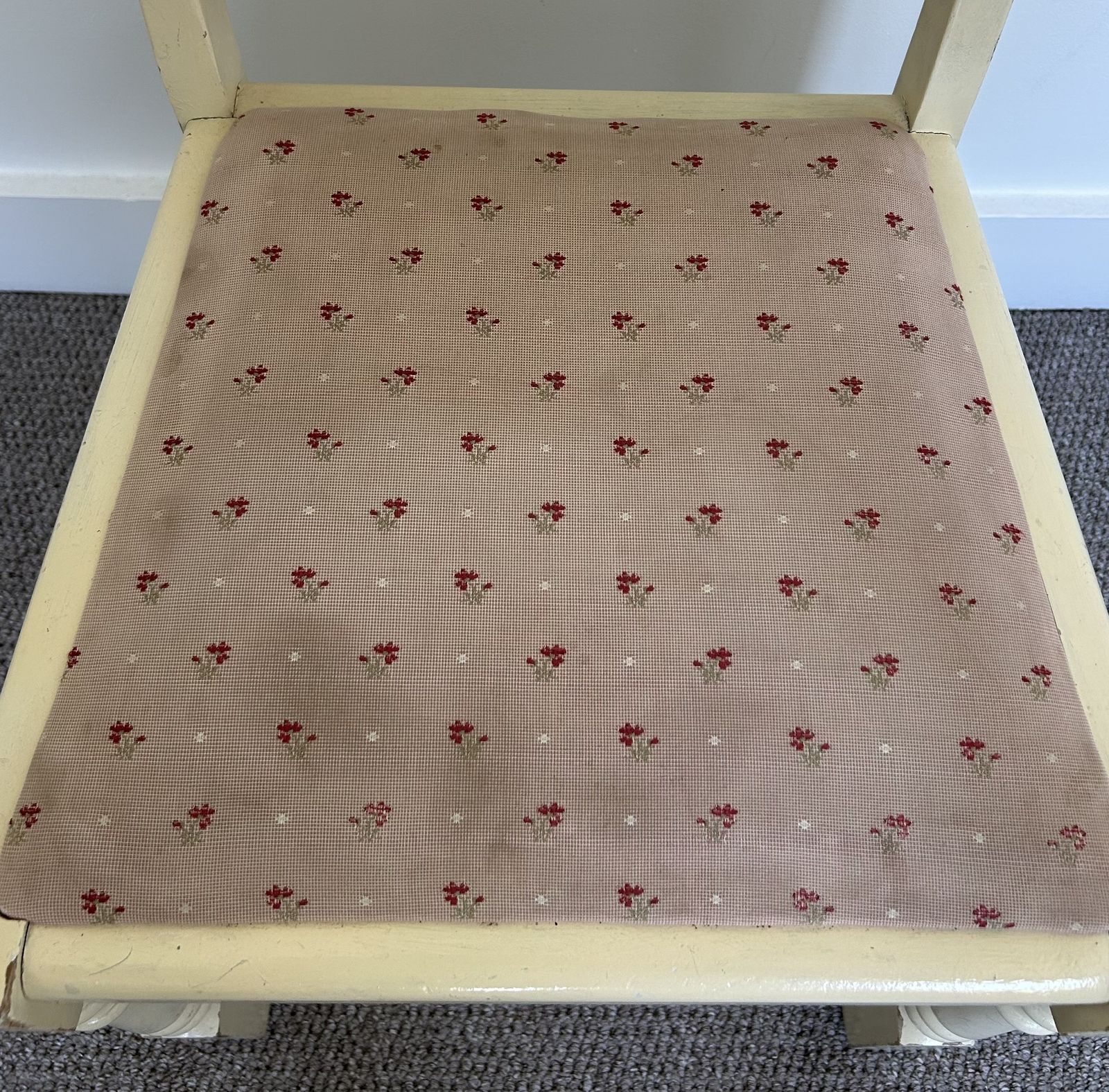 Cream Painted Upholstered Chairs 4 photo vintage