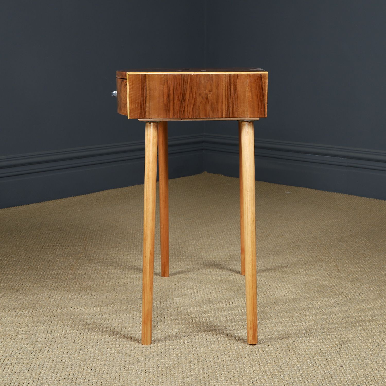 English Art Deco Walnut Side / Occasional / Bedside Table With Drawer (Circa 1930) photo for sale