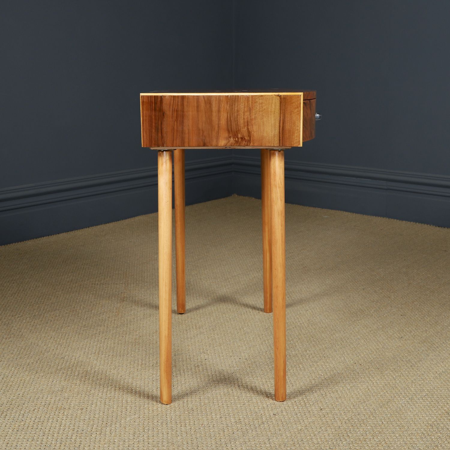 English Art Deco Walnut Side / Occasional / Bedside Table With Drawer (Circa 1930) photo vintage