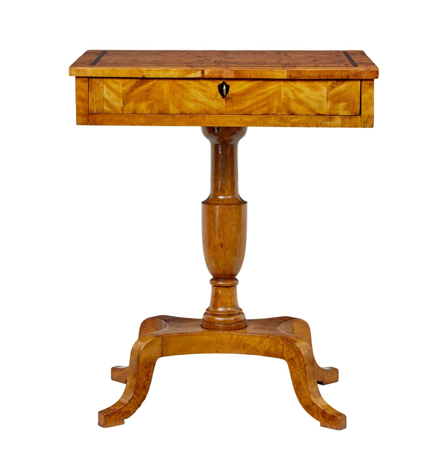 Swedish 19th Century Inlaid Empire Revival Birch Side Table