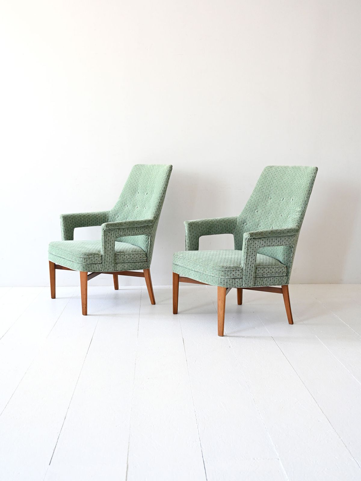 Paar Vintage Jaren 1950 Scandinavische Mintgroene Fauteuils photo for sale