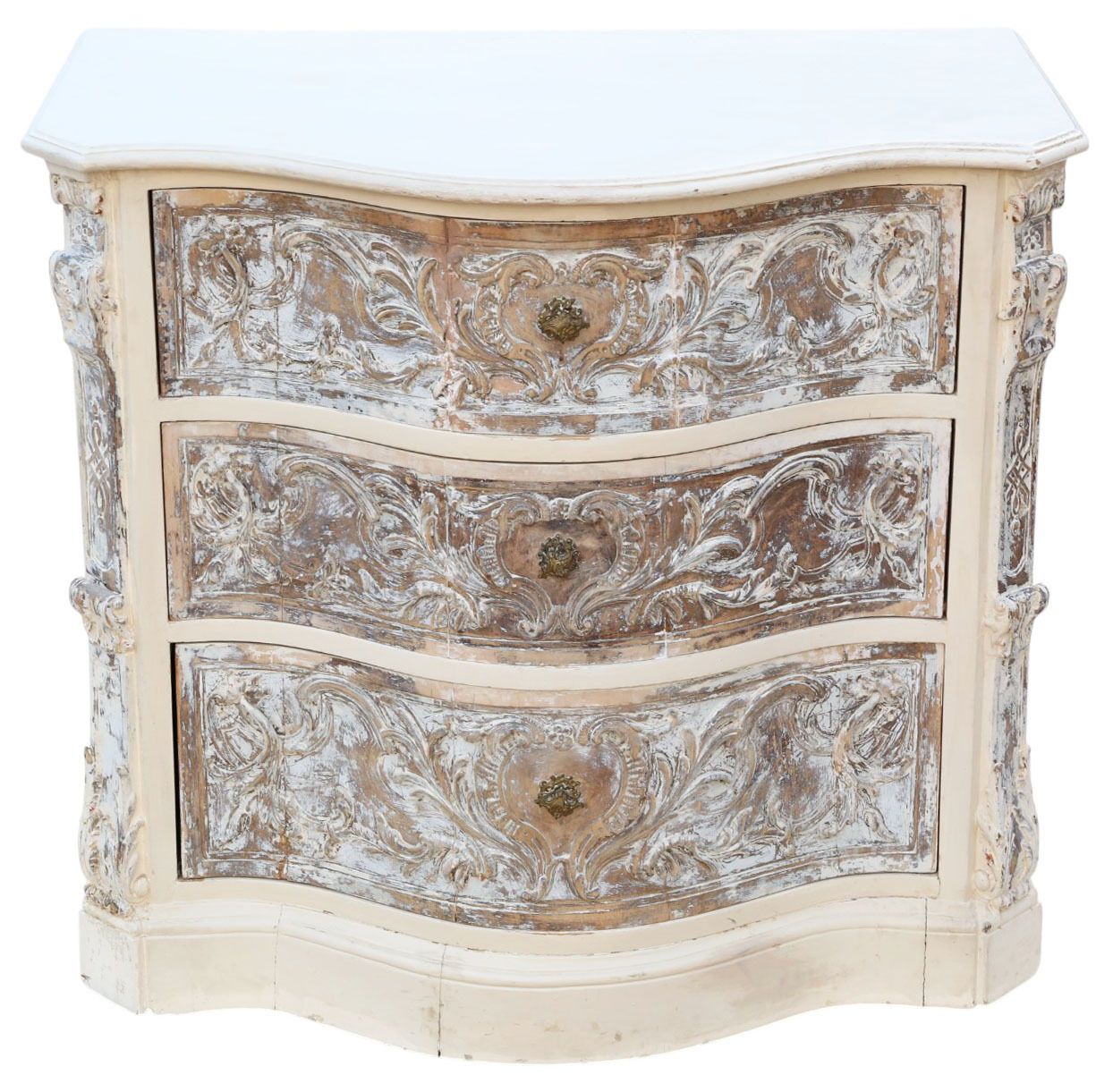 Antique Italian Painted Carved Serpentine Chest Of Drawers C.1920 – Quality Furniture photo furniture