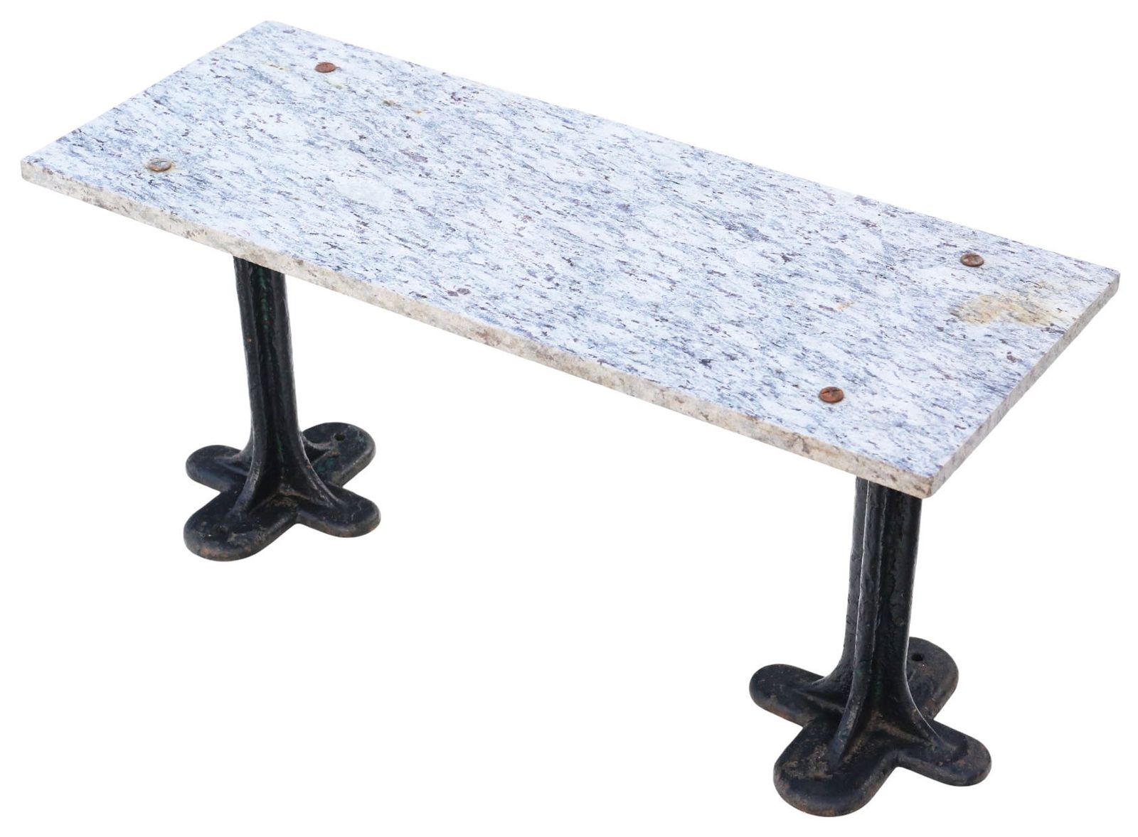 Antique C1900 Marble & Cast Iron Table Or Seat – Kitchen, Conservatory, Or Garden