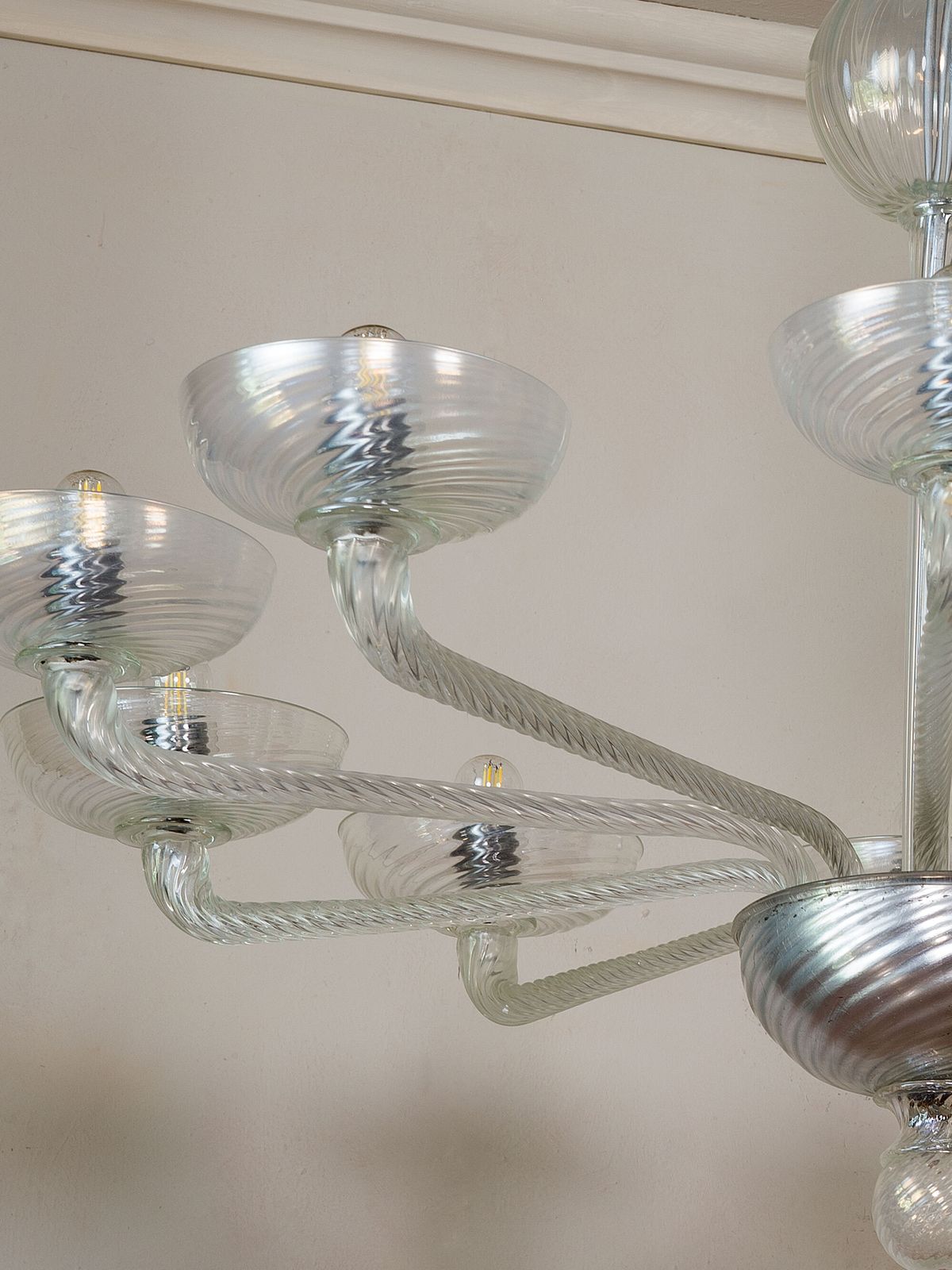 Large Murano Glass Chandelier, Hand Blown With Acid Etched Finish photo vintage