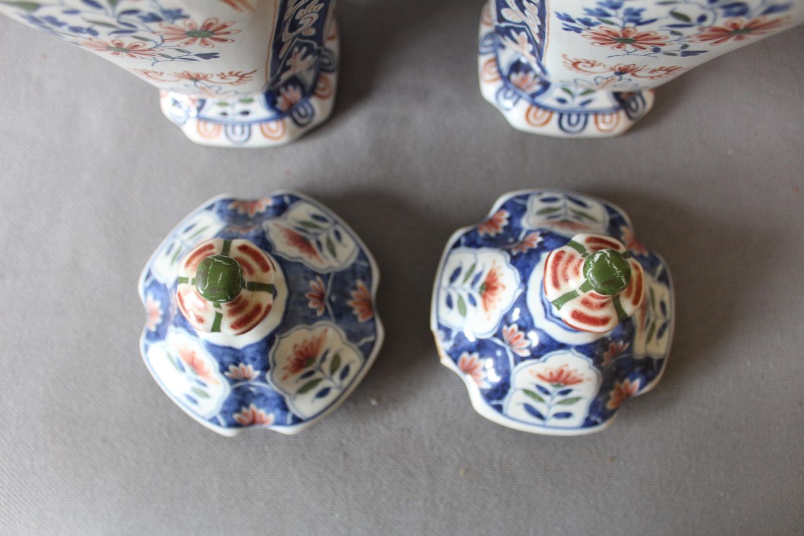 Set Of 2 Antique Belgium Boch Freres Bfk Ceramic Ginger Jar, Lidded Pedestal Jar, 19th Century Chambre Des Peintres Studio, Imari Design photo buy