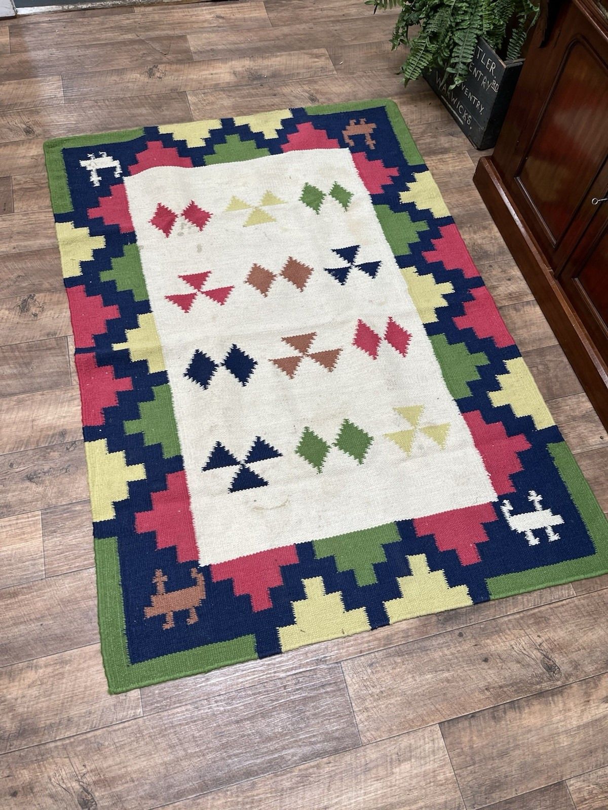 Stunning Vibrant Vintage Hand Made Kilim Rug, Oriental Carpet photo Textiles