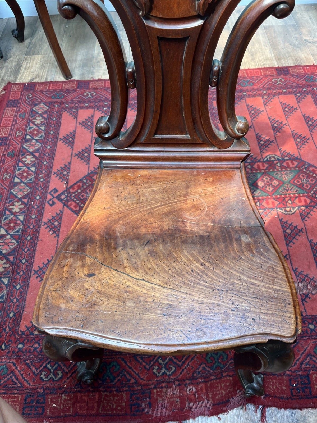 photo for sale Stunning Pair Of 19th Century Victorian Antique Carved Mahogany Hall Chairs
