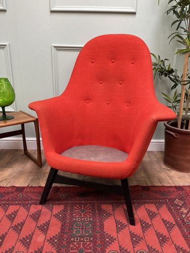 Stunning Egg Wing Arm Chair, Retro Mid Century Danish Hans Wenger Style photo vintage