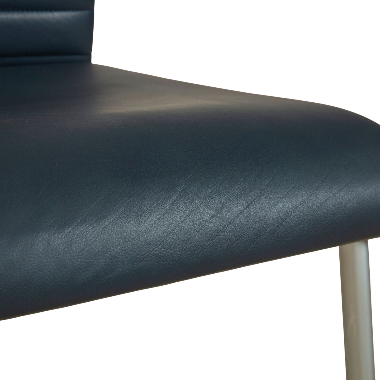 Set Of 4 Ronald Schmitt Leather Cantilever Chairs, Blue And Navy photo for sale