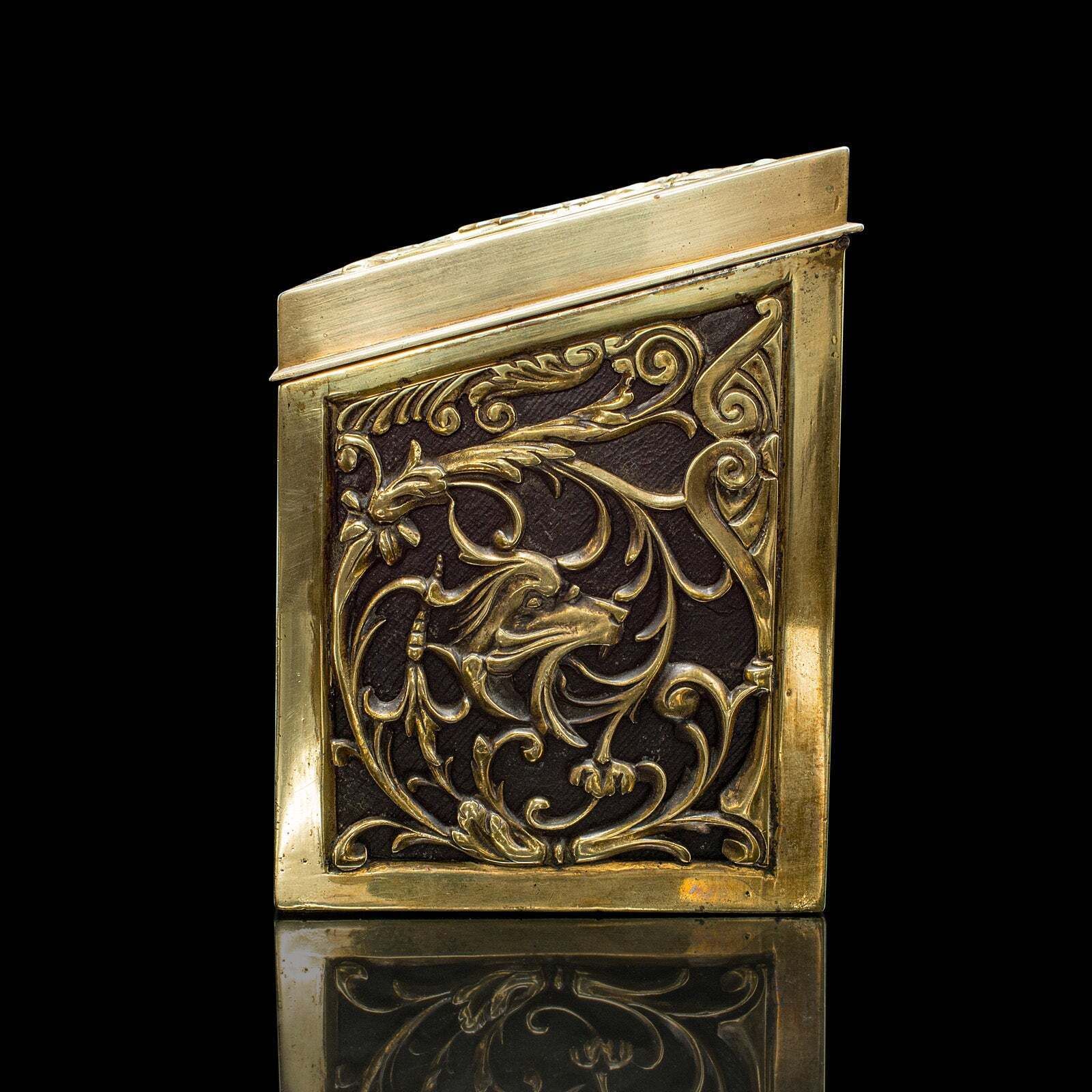Antique Stationery Box, English, Brass, Tabletop Letter Case, Victorian, C.1880 photo vinterior