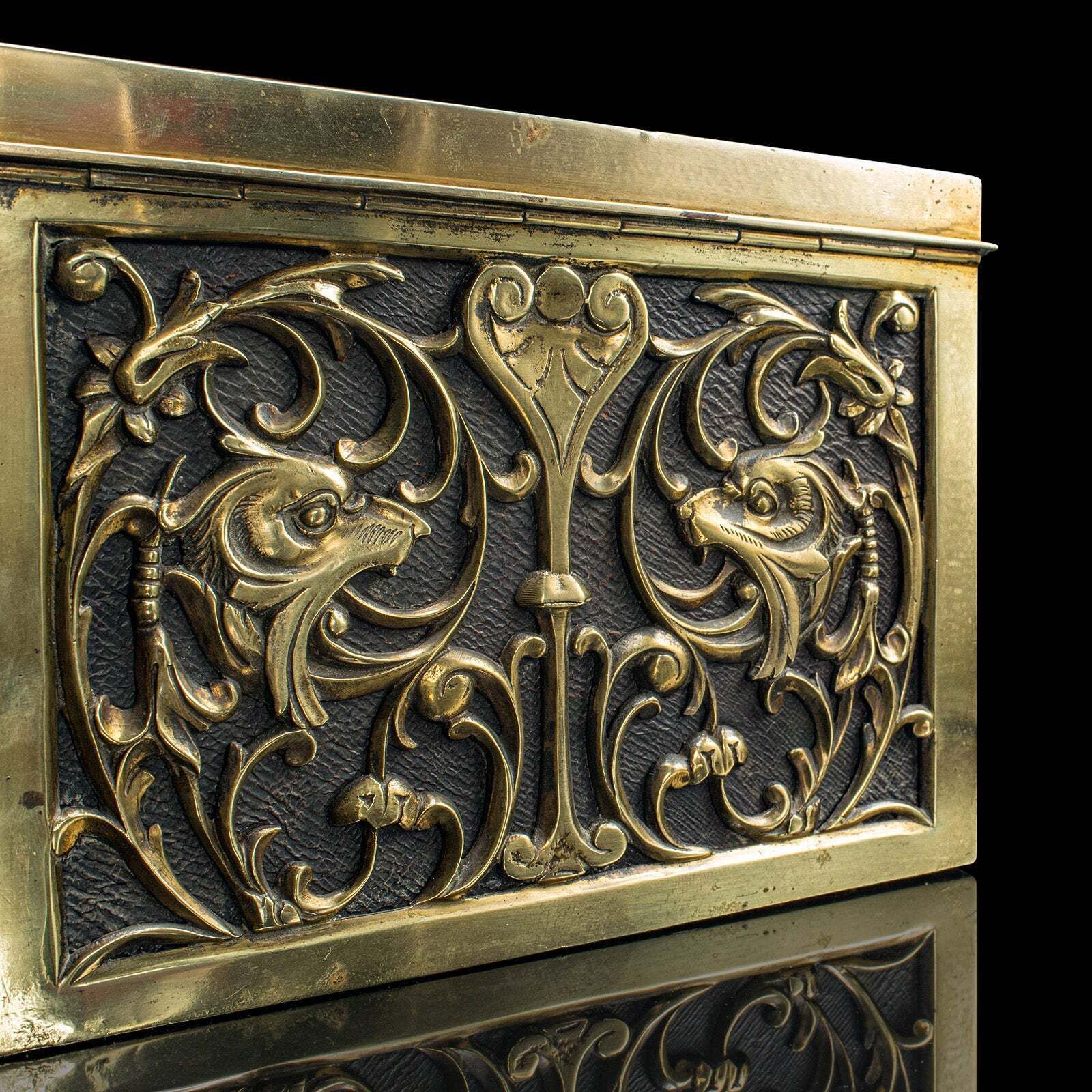 photo furniture Antique Stationery Box, English, Brass, Tabletop Letter Case, Victorian, C.1880