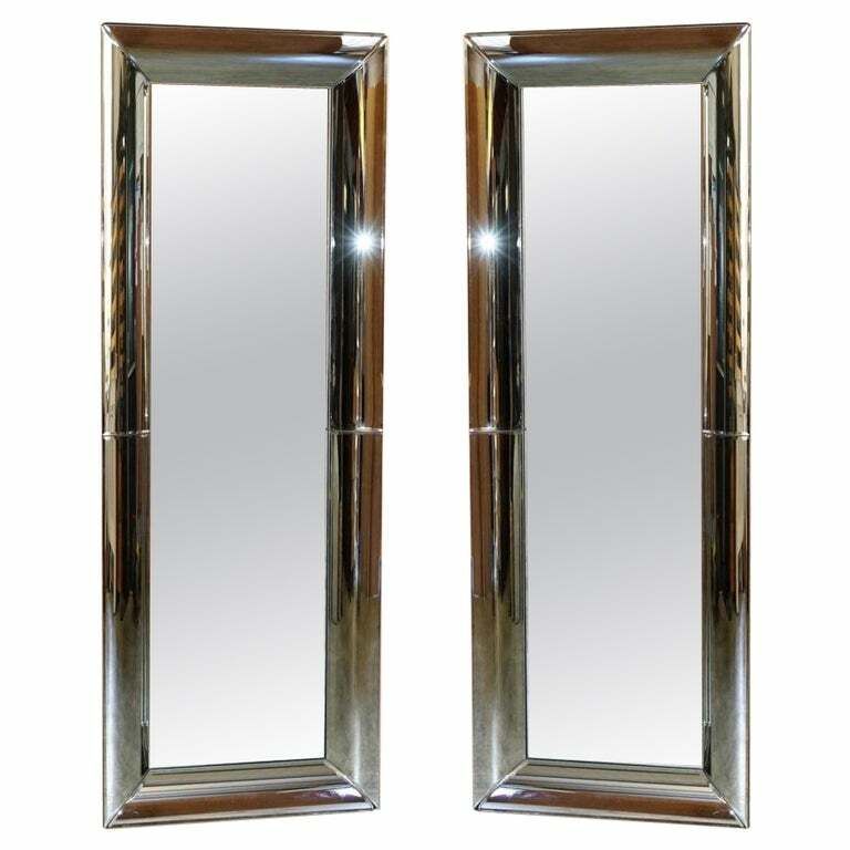 Pair Of Full Length Cushion Framed Wall Mirrors 165.5cm With Curved Frames