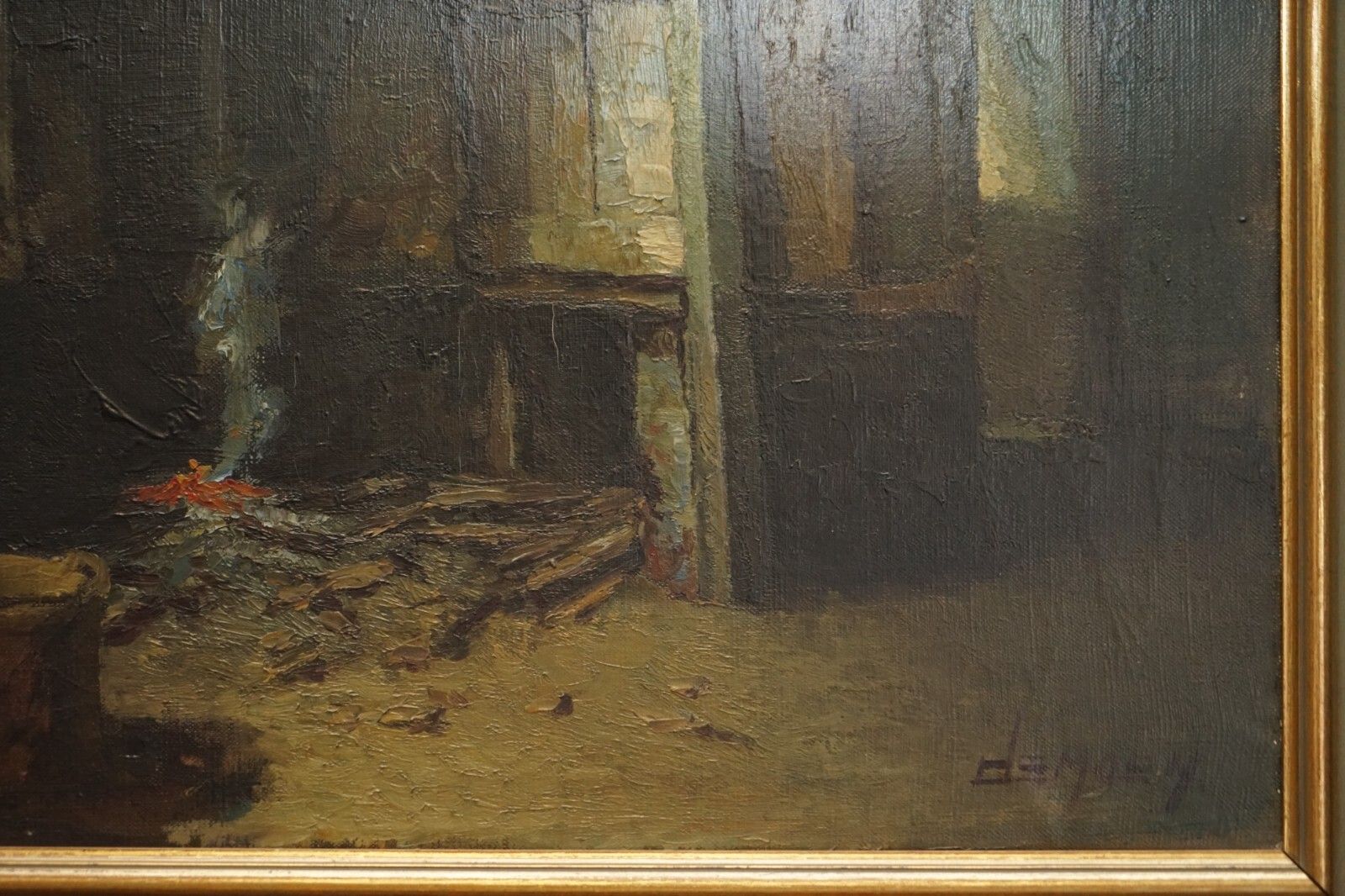photo for sale Antique Flemish Oil Painting Museum Exhibited In Au Petit Musee Signed Demoen