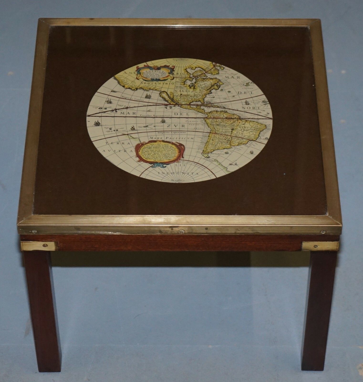 Furniture Rare Lovely Coffee & Side Table Nest Of Tables Military Campaign With World Maps photo