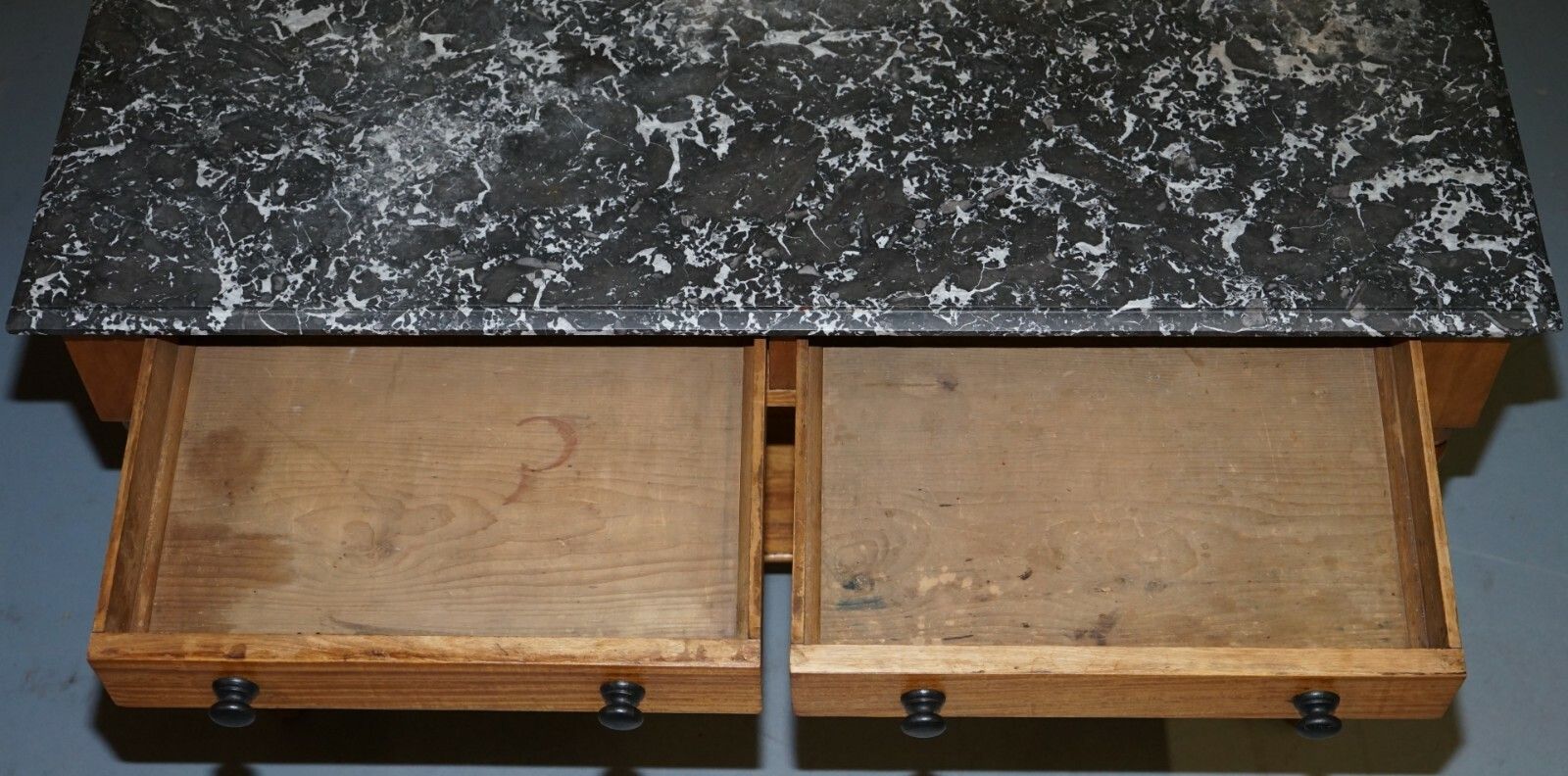 Furniture Stunning Victorian 1880 Marble Topped Satinwood Console Or Writing Table Desk photo