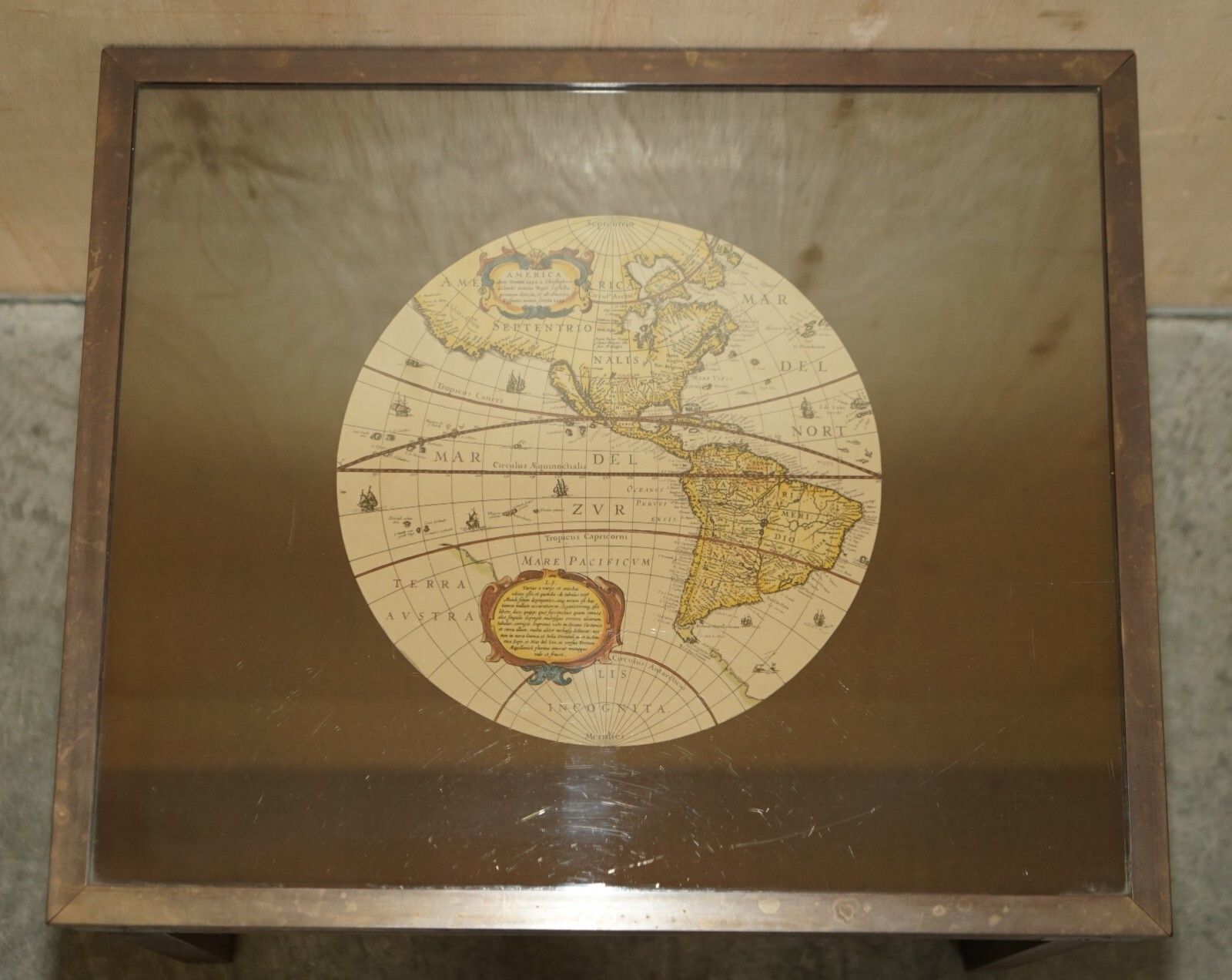photo for sale Vintage Coffee & Side Table Nest Of Tables Military Campaign With World Maps