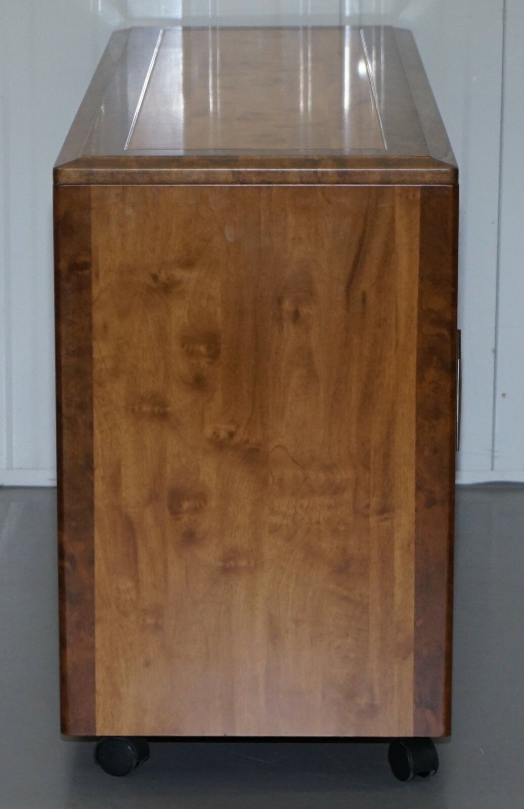 Burr Walnut Sideboard Tv Stand Drawers Designed To House Computer Part Of Suite photo vintage