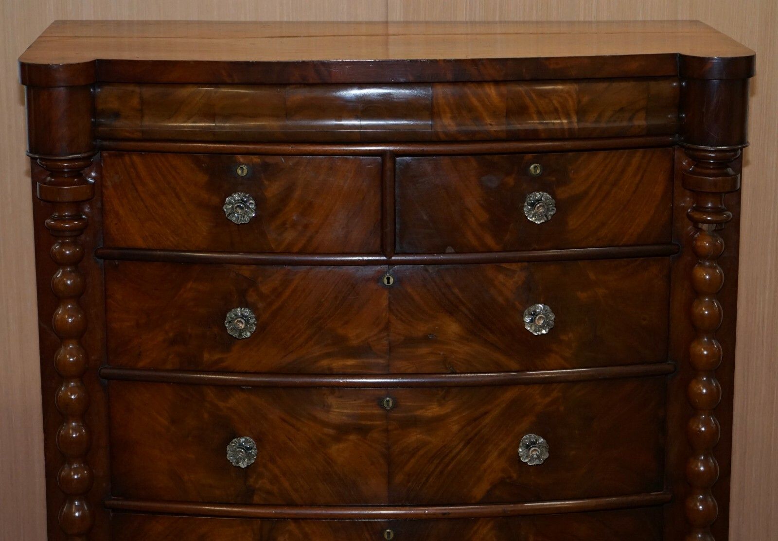 Huge Victorian Flamed Mahogany Scottish Chest Of Drawers Massive Storage Space photo Furniture