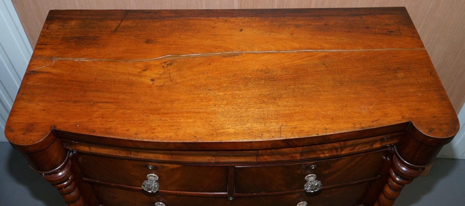 Huge Victorian Flamed Mahogany Scottish Chest Of Drawers Massive Storage Space photo vinterior