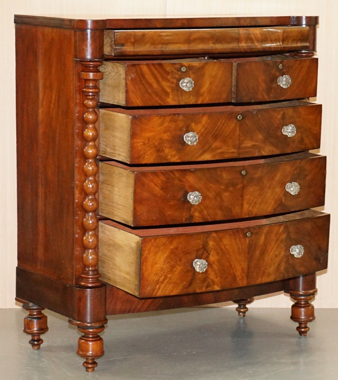 photo for sale Huge Victorian Flamed Mahogany Scottish Chest Of Drawers Massive Storage Space