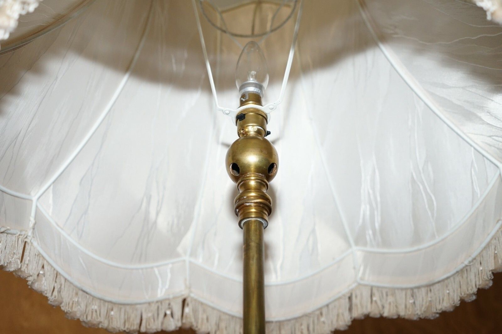 1100.0 Antique Art Nouveau Floor Standing Lamp Height Adjustable Brass Sculptured Frame photo