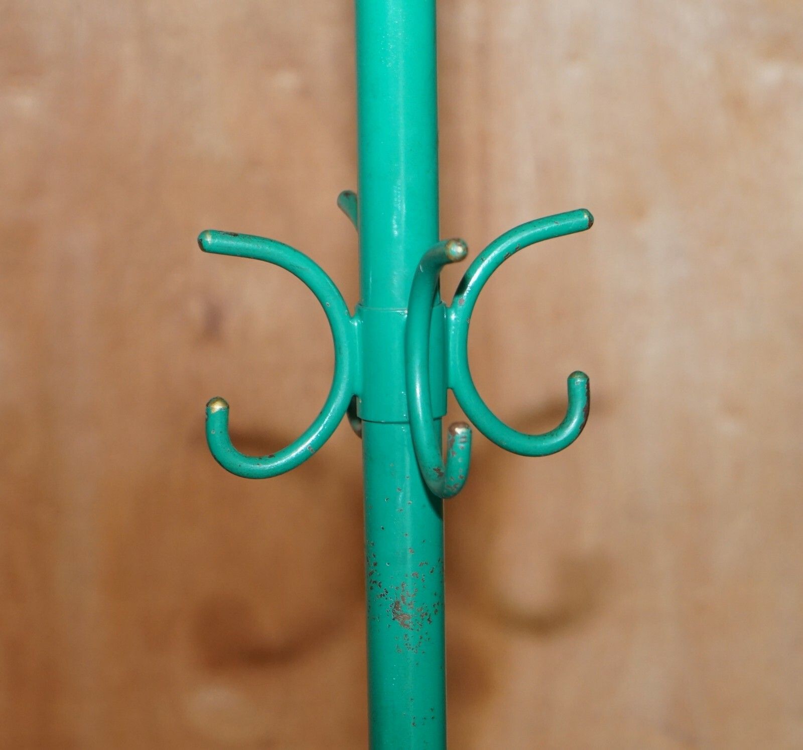 Fine Antique Wrought Iron Green Paint & Gold Leaf Painted Victorian Coat Stand photo 1100.0