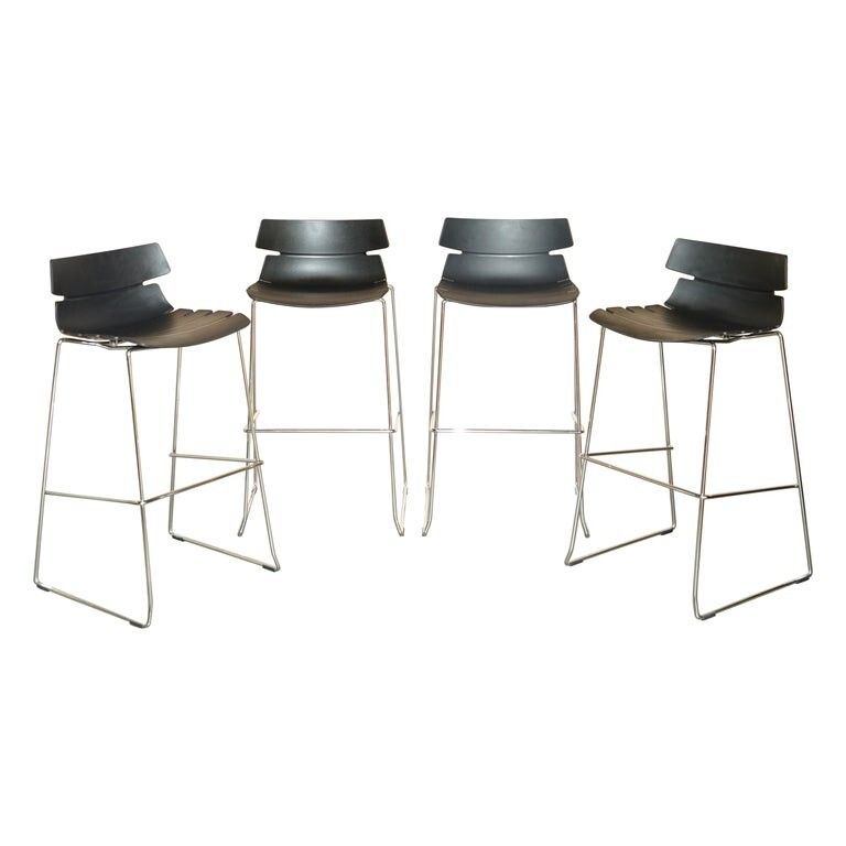Four Black Whiteleaf Furniture Ltd Designer Stacking Bar Stools Part Of A Suite