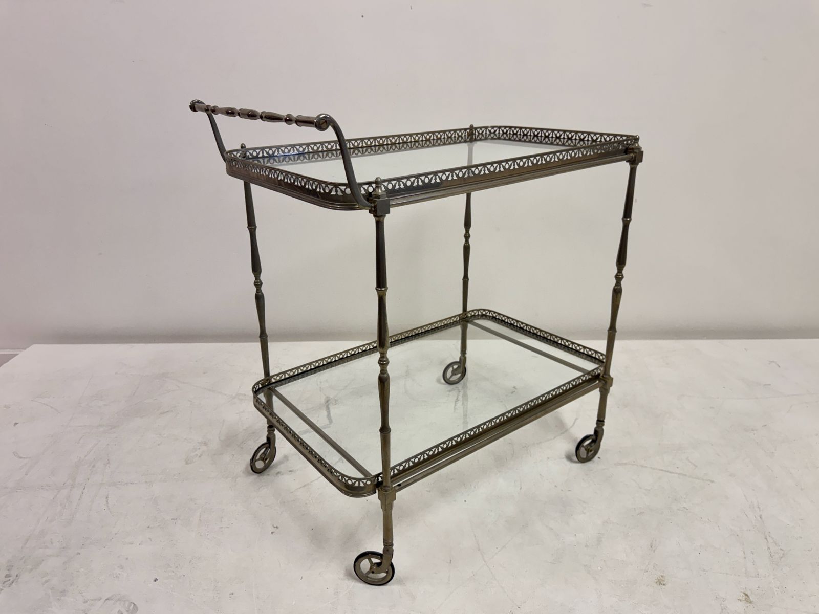 French Silvered Drinks Trolley, 1960s photo for sale