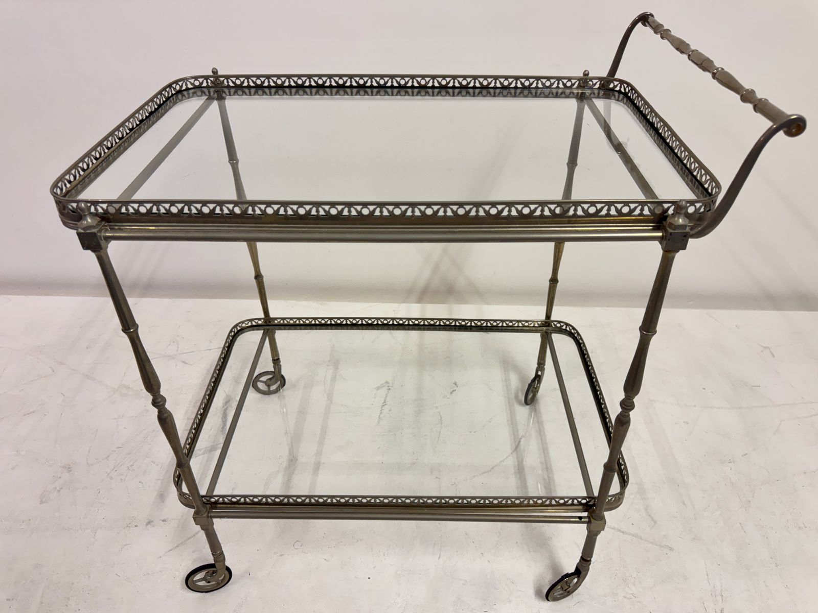 French Silvered Drinks Trolley, 1960s photo vinterior