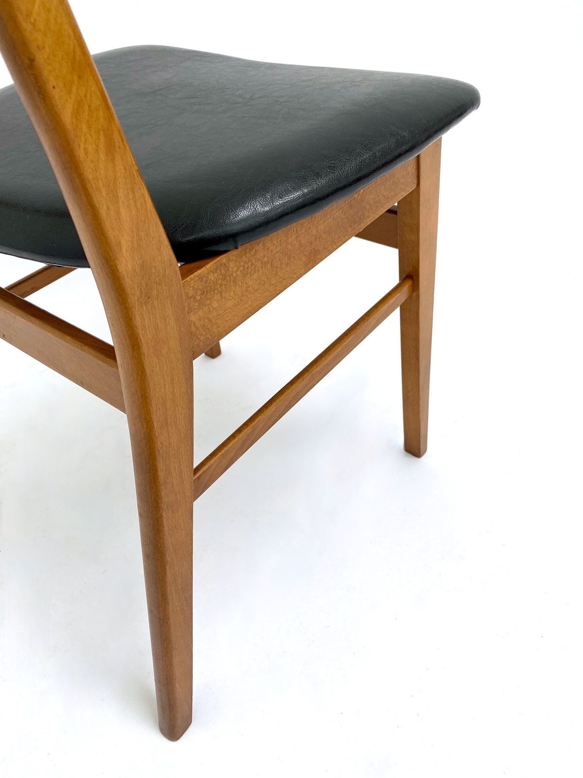 Danish Farstrup Model 210 Set Of 6 Teak And Black Vinyl Dining Chairs Mid Century 1960s photo furniture