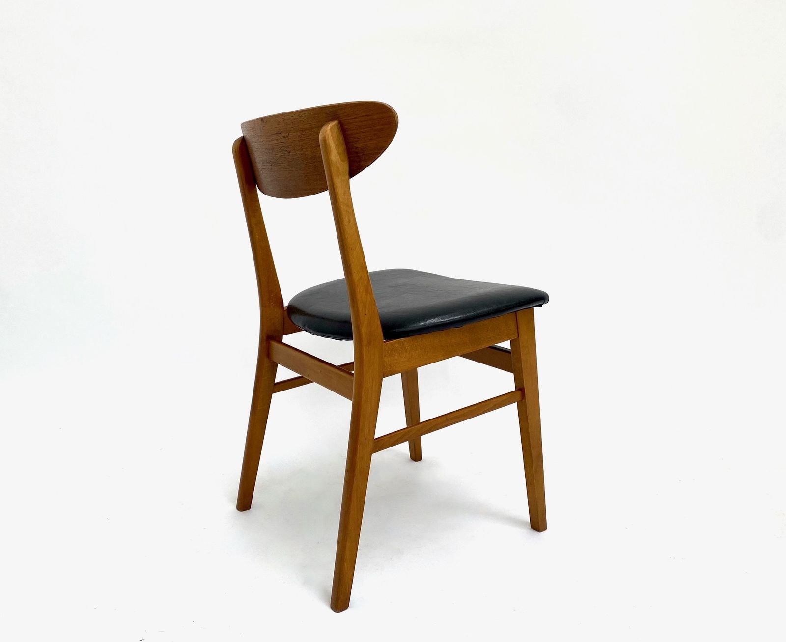 Danish Farstrup Model 210 Set Of 6 Teak And Black Vinyl Dining Chairs Mid Century 1960s photo Furniture